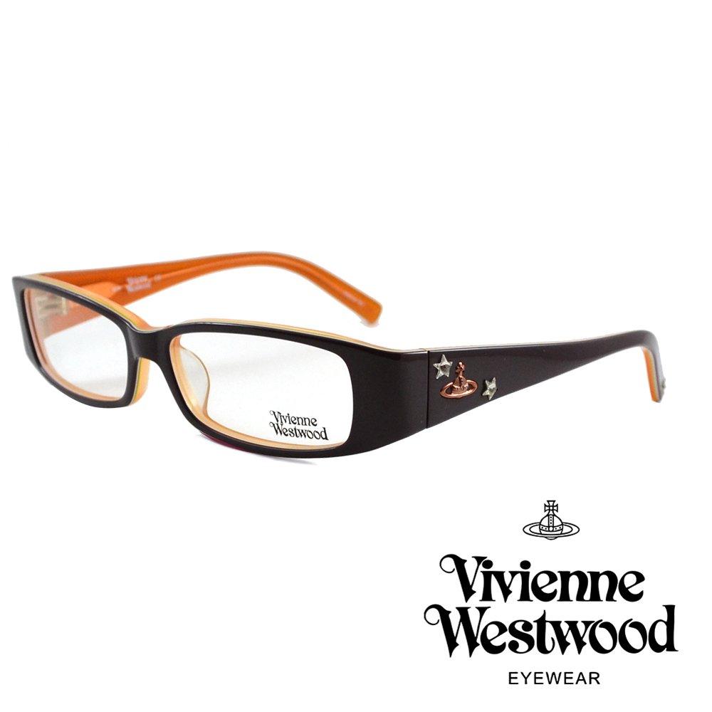 Vivienne Westwood 英國薇薇安魏斯伍德光學鏡框★閃亮時尚晶鑽★英倫龐克風★(黑+橘) VW16901