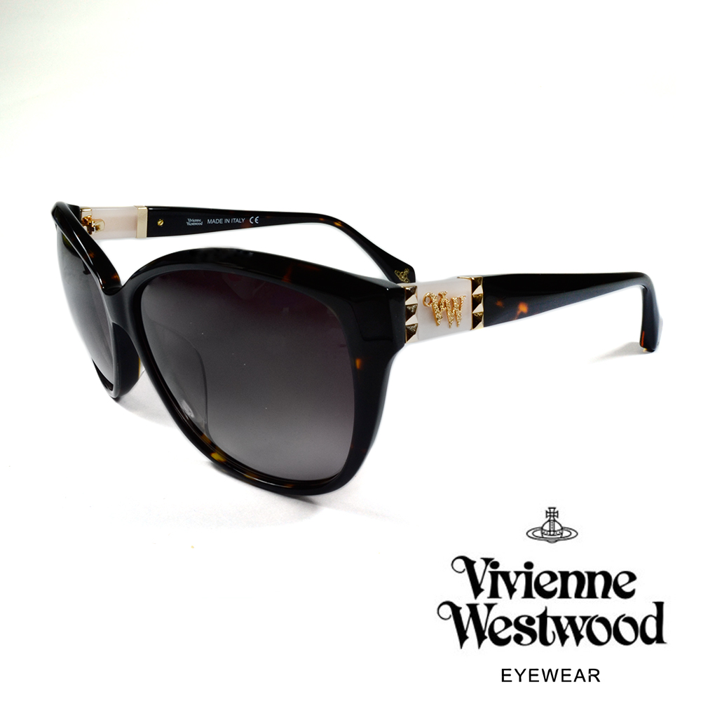 Vivienne Westwood 英國薇薇安魏斯伍德龐克鉚釘LOGO太陽眼鏡(琥珀+粉) VW85802