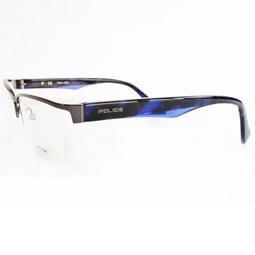 POLICE 義大利警察都會款個性型男眼鏡-半框(渲染藍) POV8718-568X