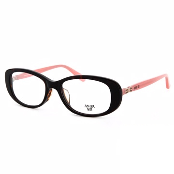 Anna Sui 日本安娜蘇 質感金屬蝴蝶結造型平光眼鏡(黑+粉) AS578101