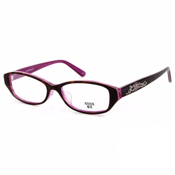 Anna Sui 日本安娜蘇 時尚豹紋薔薇造型平光眼鏡(琥珀+紫) AS575188