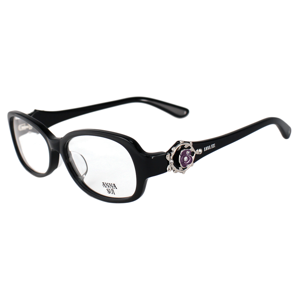 Anna Sui 日本安娜蘇 時尚立體薔薇精雕造型平光眼鏡(黑) AS546001