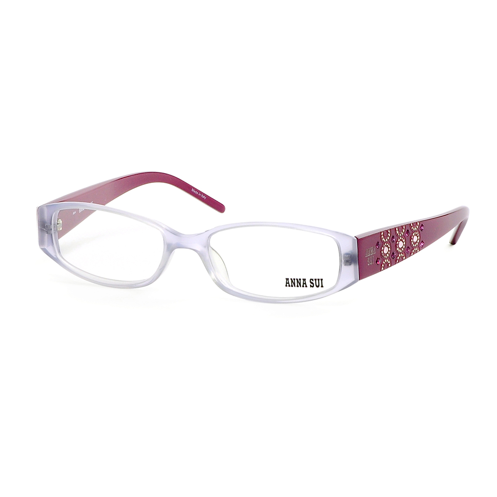 Anna Sui 日本安娜蘇 時尚粉鑽幾何造型平光眼鏡(酒紅) AS10203