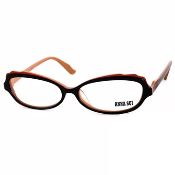 Anna Sui 日本安娜蘇 魔幻時尚造型平光眼鏡(黑+橘) AS09702