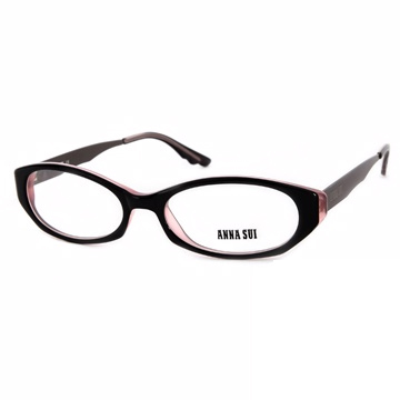 Anna Sui 日本安娜蘇 時尚質感金屬架造型平光眼鏡(黑+粉) AS08804