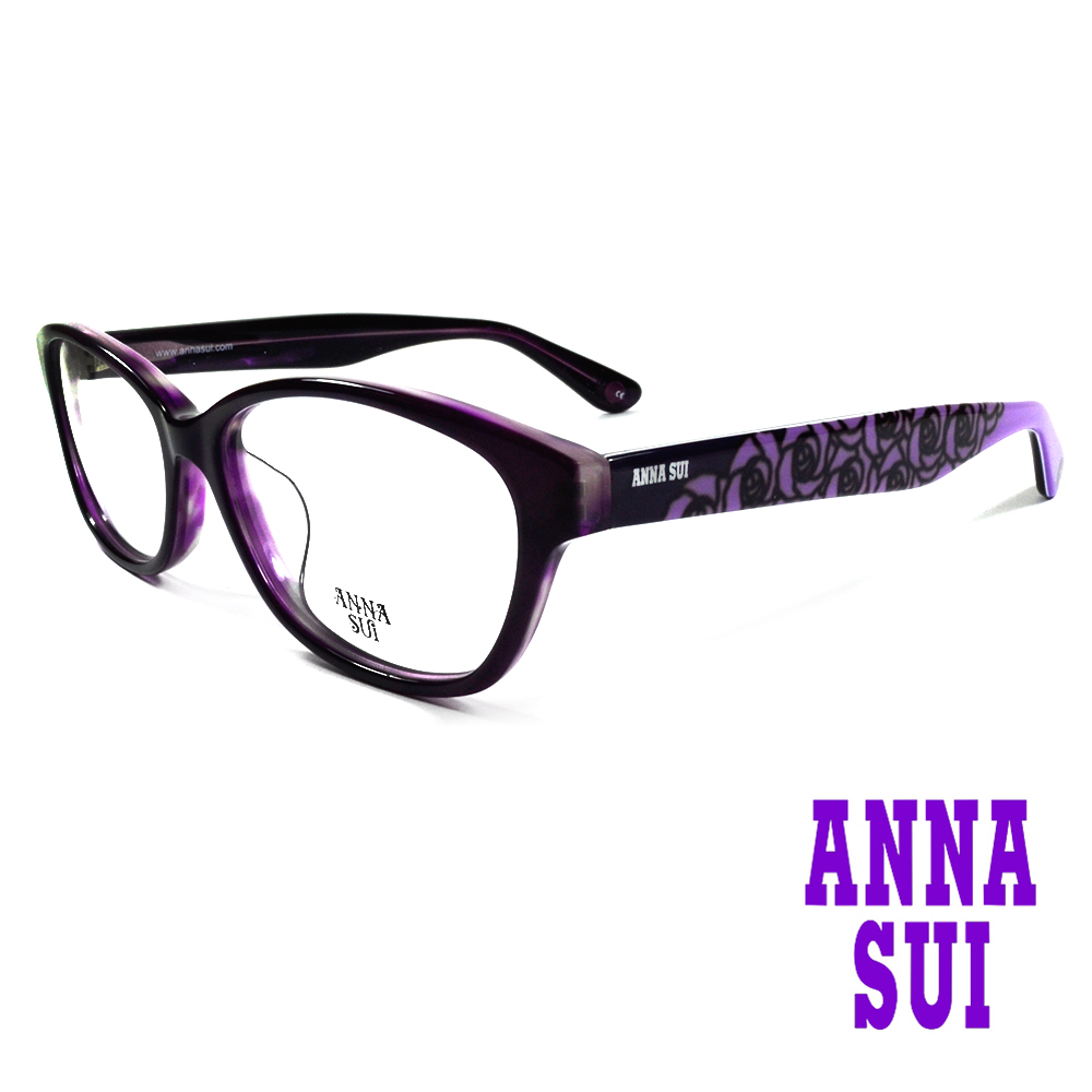 ANNA SUI 日本安娜蘇 浪漫薔薇花紋造型眼鏡(紫)AS636-702