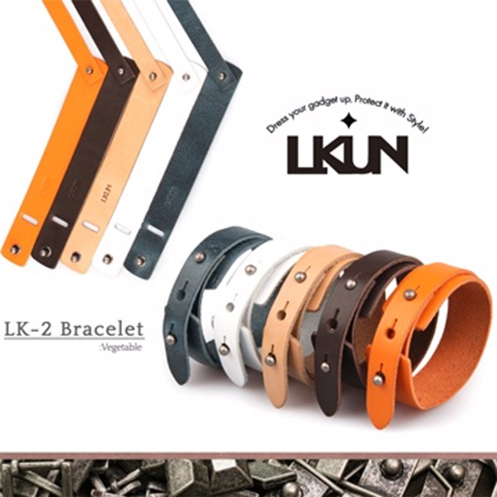 【韓國原裝潮牌 LKUN】潮流真皮手環 100%牛皮製作 個性多色可挑選 LK-2 滑面款 韓國正品空運