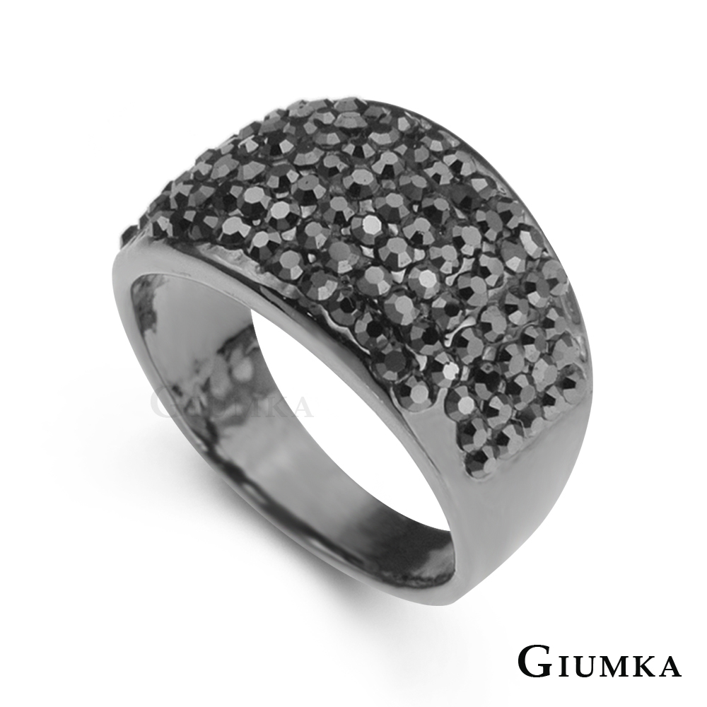 【GIUMKA】晶亮耀眼奢華滿鑽戒指 黑色黑鋯款 MR239-3