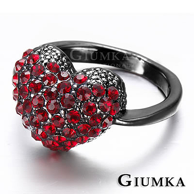 【GIUMKA】立體愛心戒指 甜美淑女款 黑金紅鋯款 MR399-1
