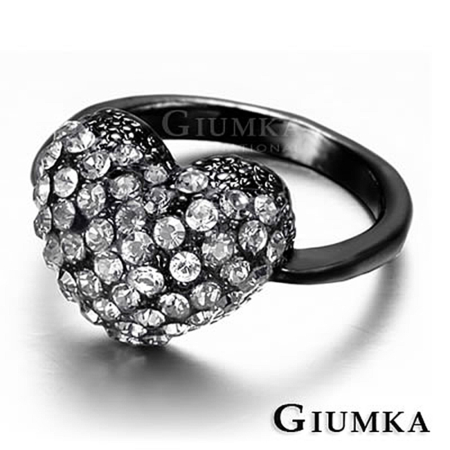 【GIUMKA】立體愛心戒指 甜美淑女款 黑金灰鋯款 MR399-2
