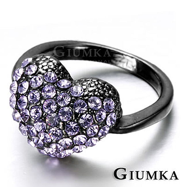 【GIUMKA】立體愛心戒指 甜美淑女款 黑金紫鋯款 MR399-3