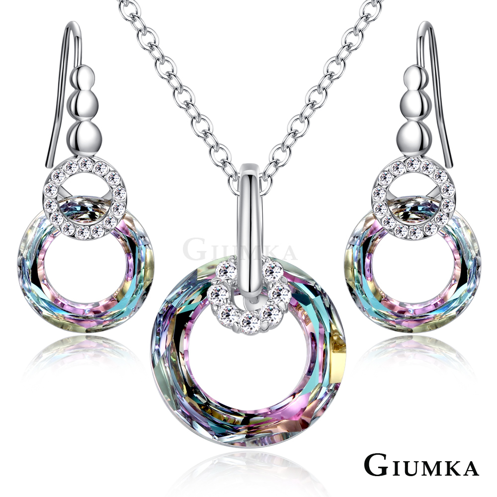 【GIUMKA】甜蜜佳人項鍊耳環套組 施華洛世奇水晶美鋯 MN709-4