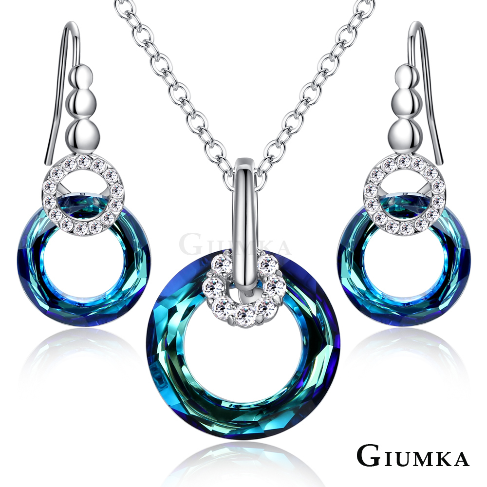 【GIUMKA】甜蜜佳人項鍊耳環套組 施華洛世奇水晶美鋯 MN709-3