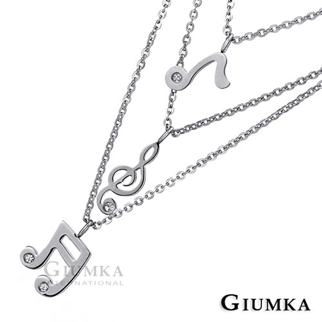 【GIUMKA】動聽音符曲雙鍊項鍊 銀色音符 MN1141-3
