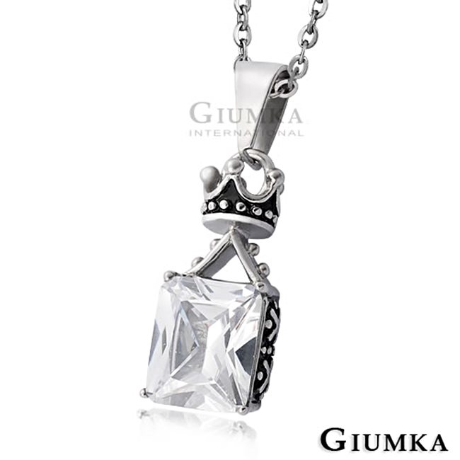 【GIUMKA】唯我獨尊鋼項鍊 黑色白鋯 MN1281-1