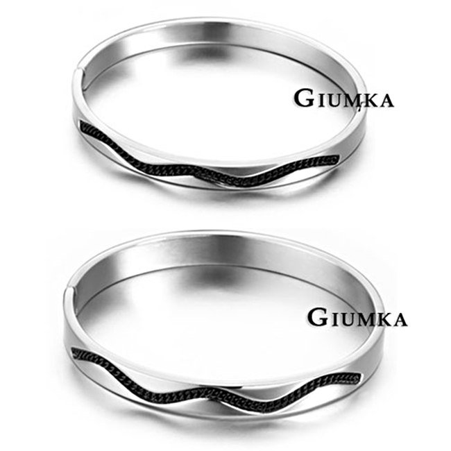 【GIUMKA】完美曲線316L鋼男女情人對手環黑色款 MB233-2