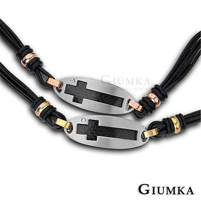 【GIUMKA】珍愛印證316L鋼碳纖維鋯石皮手鍊MB265