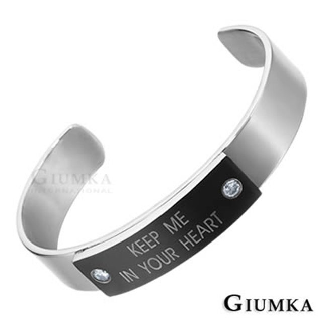 【GIUMKA】愛的零距離情人對手環316L鋼手環 黑色 寬版 MB273-1M