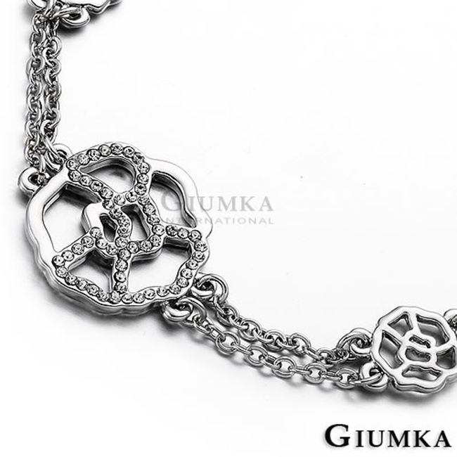 【GIUMKA】玫瑰蔓延手鍊 銀色白鋯 MB432-5
