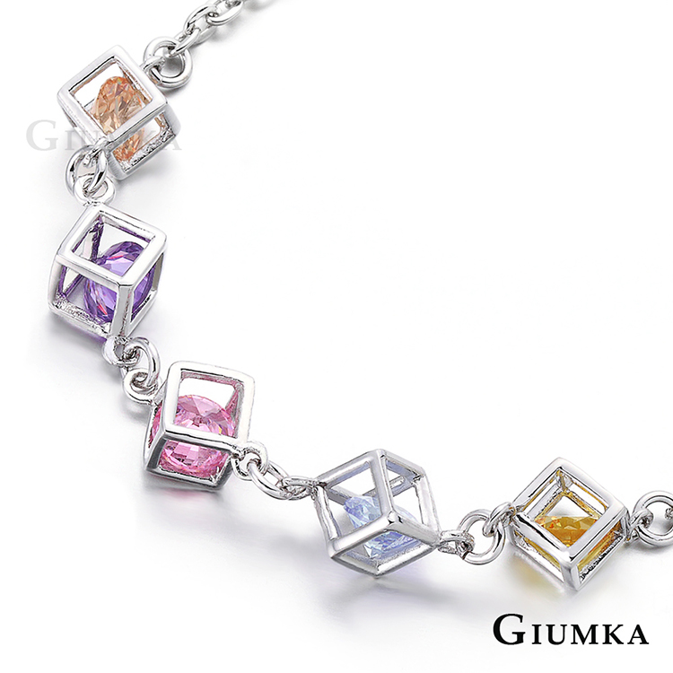 【GIUMKA】方塊遊戲手鍊 銀色彩鋯 MB424-3