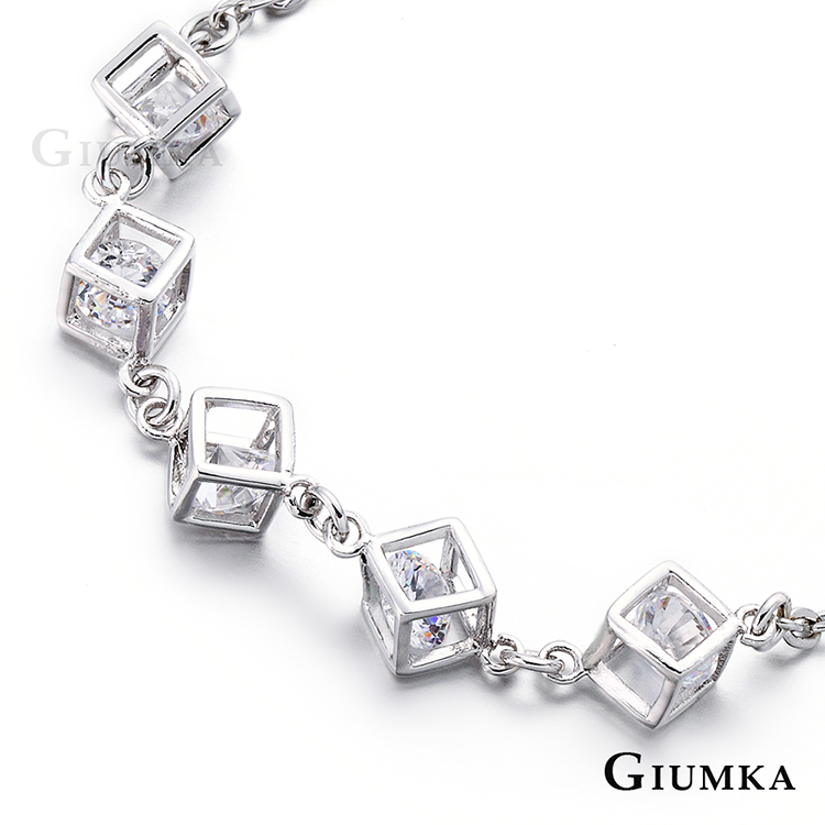 【GIUMKA】方塊遊戲手鍊 銀色白鋯 MB424-5
