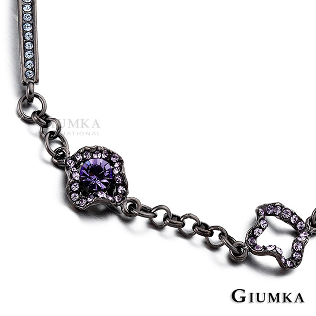 【GIUMKA】絢麗浪花手鍊甜心淑女款 黑金紫鋯 MB425-1