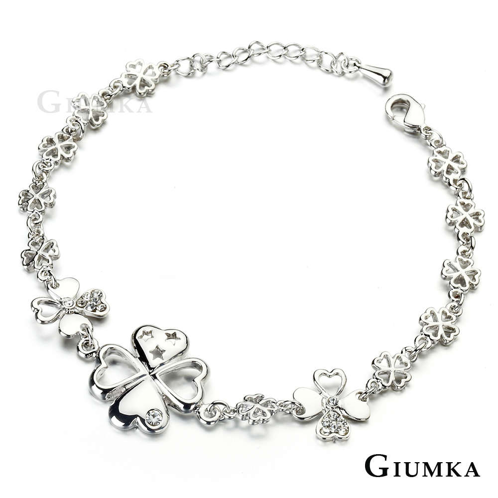 【GIUMKA】幸運草森林手鍊 銀色白鋯 MB488-1