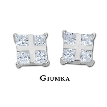 【GIUMKA】晶亮十字夾鑽耳環 925純銀 鋯石 抗敏耳針式耳環MF092