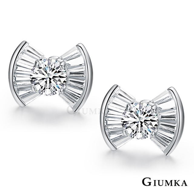 【GIUMKA】蝴蝶結晶鑽白鋯耳針式耳環 (白鋯款) MF180-3