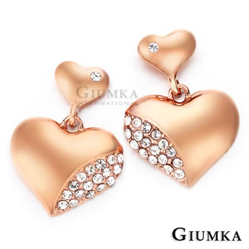 【GIUMKA】甜蜜心跳耳針式耳環 玫金白鋯 MF306-5