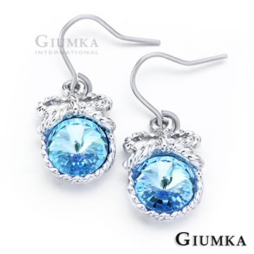 【GIUMKA】圓弧麻花耳勾式耳環 藍鋯 MF313-4