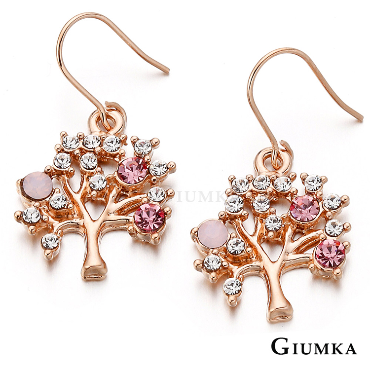 【GIUMKA】智慧之樹耳勾式耳環 精鍍玫瑰金 MF238-1