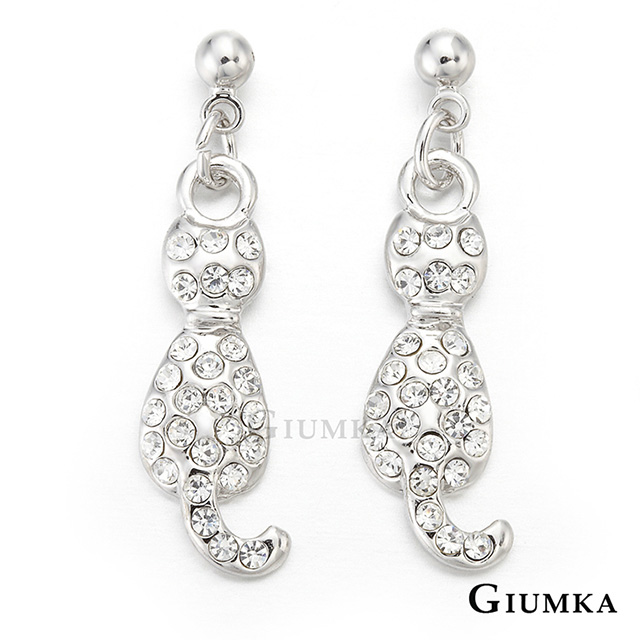 【GIUMKA】高雅貓咪耳環 (白鋯) MF425-1