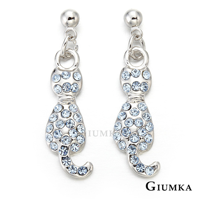 【GIUMKA】高雅貓咪耳環 (藍鋯) MF425-2