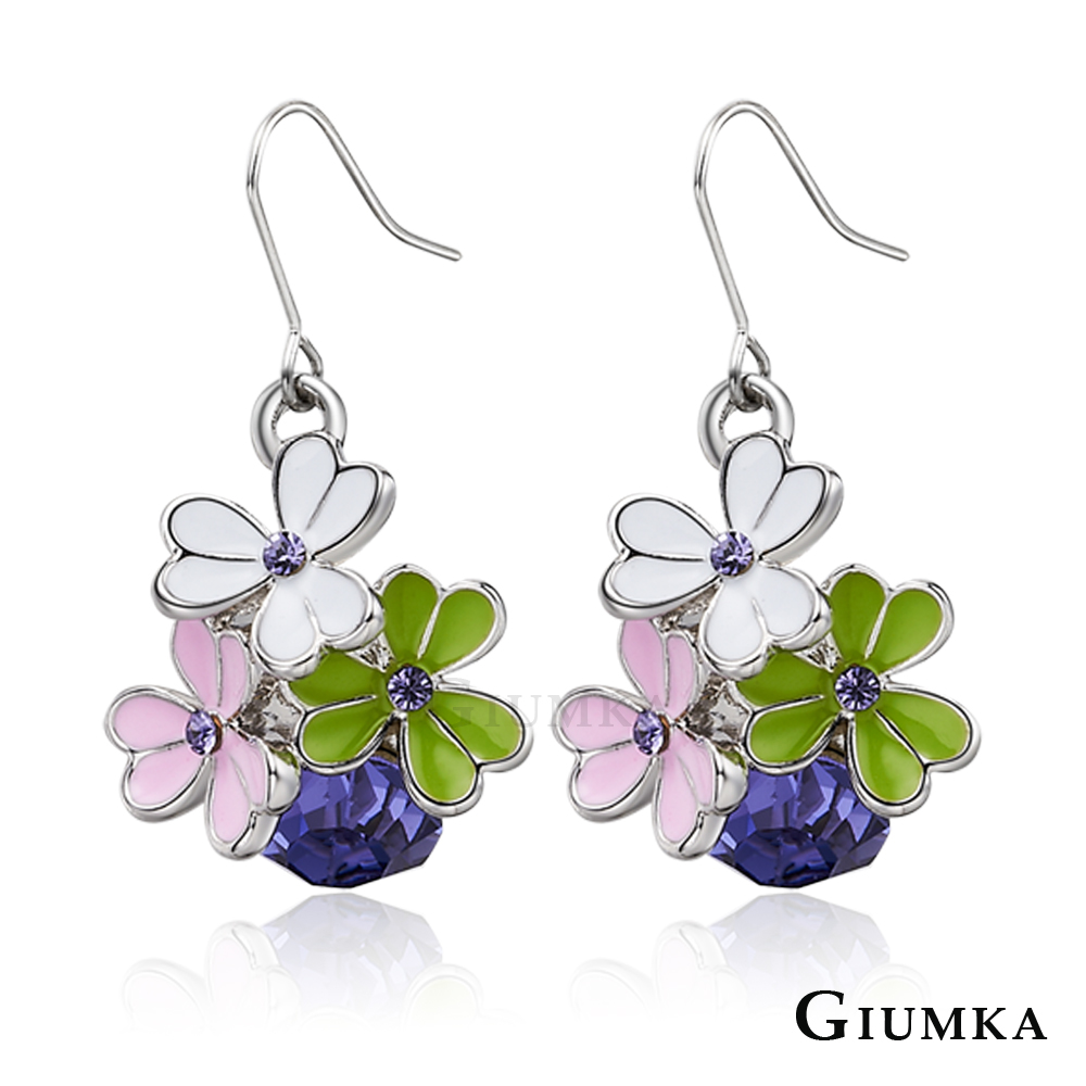 【GIUMKA】三色幸運草耳環 (紫鋯) MF560-2