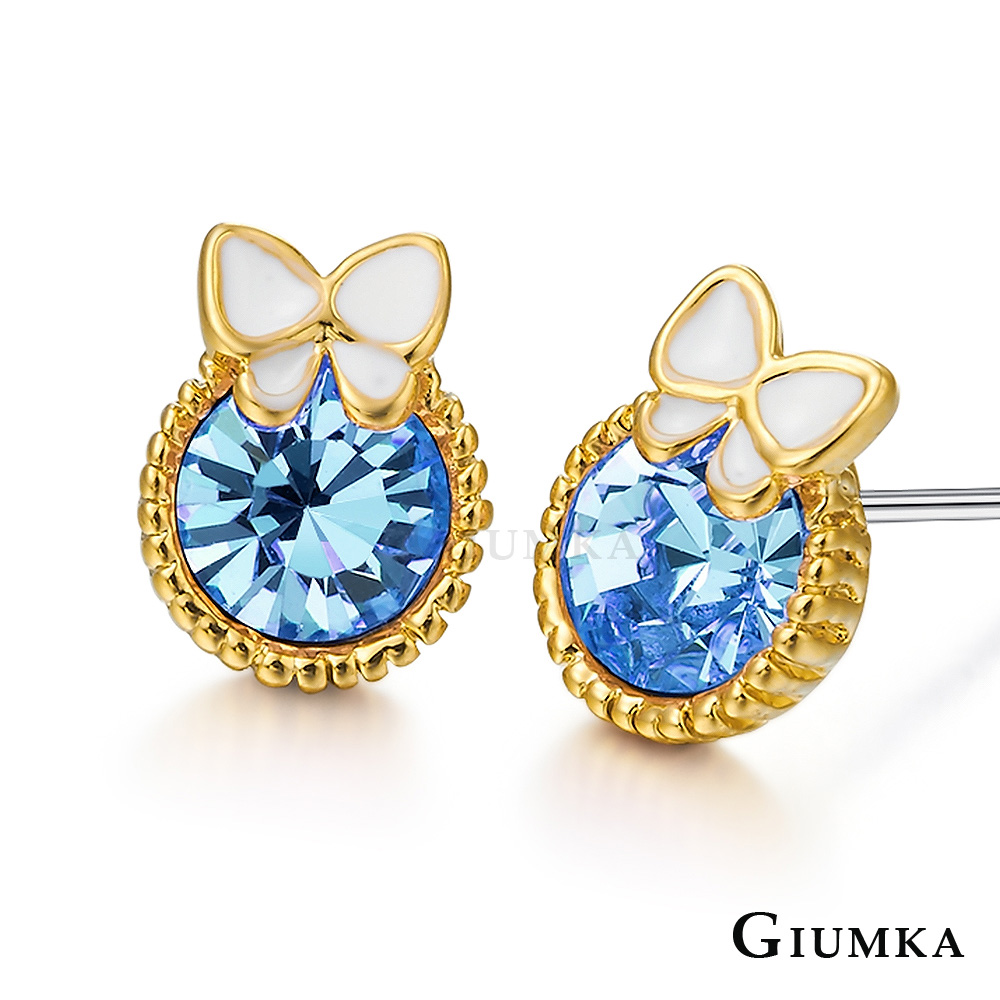 【GIUMKA】金色優雅氣息耳環 (藍色) MF602-3