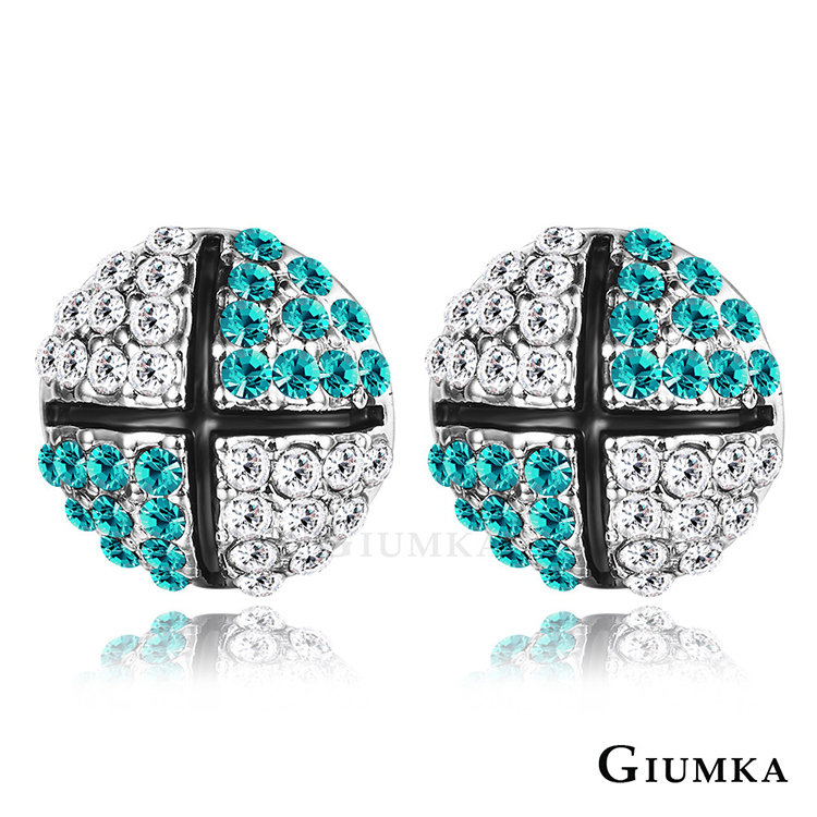 【GIUMKA】滾動愛情耳針式耳環 藍綠水晶 MF4089-3