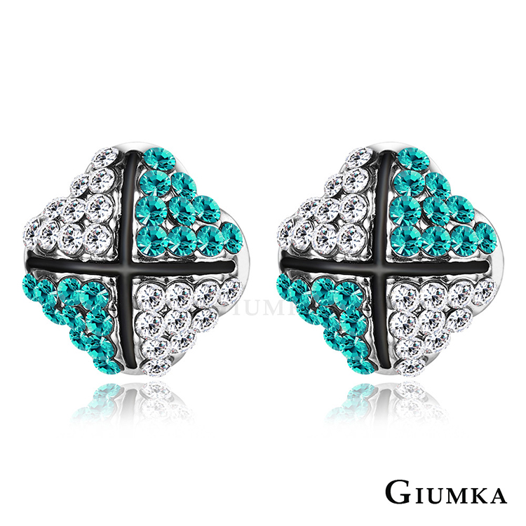 【GIUMKA】綻放花蕾耳針式耳環 藍綠水晶 MF4090-2