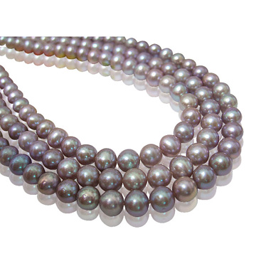 【小樂珠寶】頂級天然珍珠項鍊＊濃郁紫羅蘭色