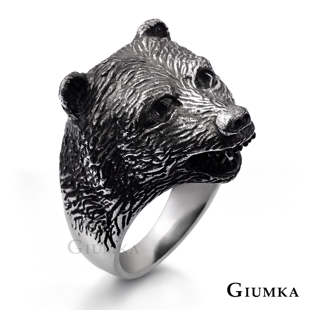 【GIUMKA個性潮男】黑熊之首戒指 MR641