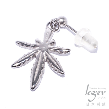 『日本Leger羽鈦』《楓葉》針式純鈦耳環一只
