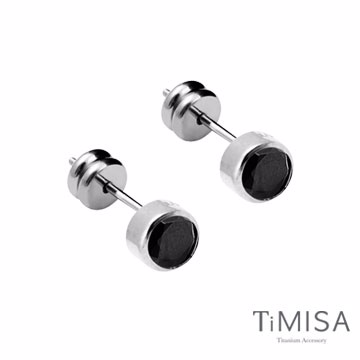 『TiMISA』《極簡晶鑽-黑》純鈦耳環