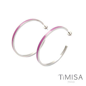 『TiMISA』《活力漾彩-桃紫》純鈦耳針一對