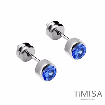 TiMISA《極簡晶鑽-藍紫》純鈦耳針一對
