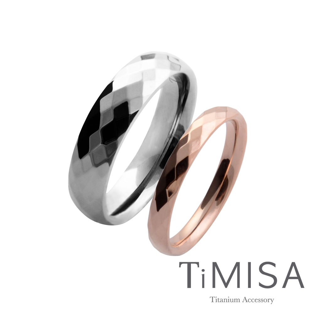 TiMISA《格緻真愛》純鈦對戒(寬+細)