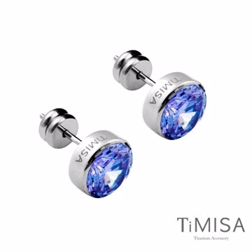 TiMISA《璀璨晶鑽-藍紫》純鈦耳針一對