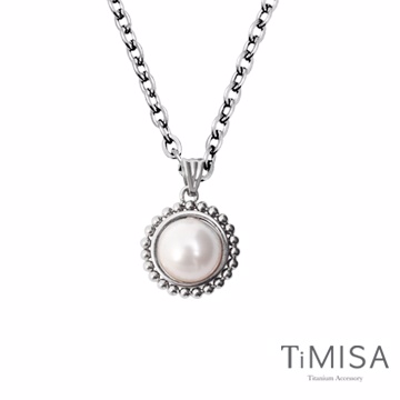 【TiMISA】珍心真意-白珍珠 純鈦項鍊(E)