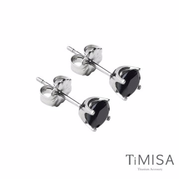 【TiMISA】純鈦簡愛(S)-個性黑 純鈦耳環一對