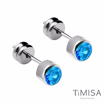 TiMISA《極簡晶鑽-水藍》純鈦耳針