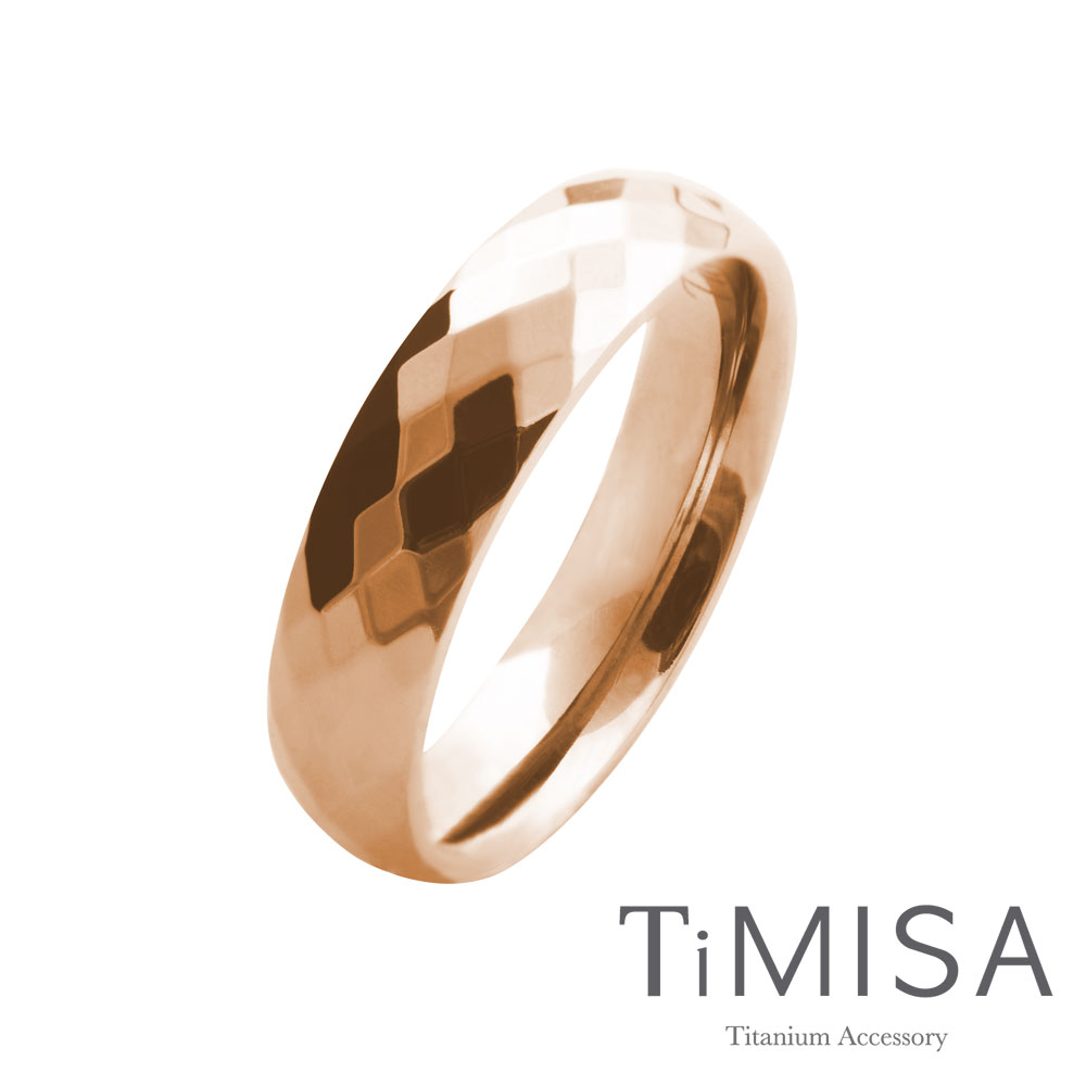 TiMISA《格緻真愛-寬版(玫瑰金) 》純鈦戒指